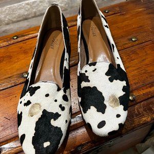 Azure Cow Hide Flats with Gold Accents Size 41 (US 9.5-10)